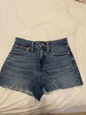 High-Rise Blue Denim Cutoff Shorts